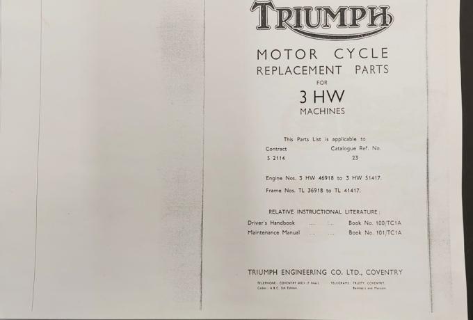 Triumph 3HW Replacement Parts Catalogue Ref. No. 23. Copy