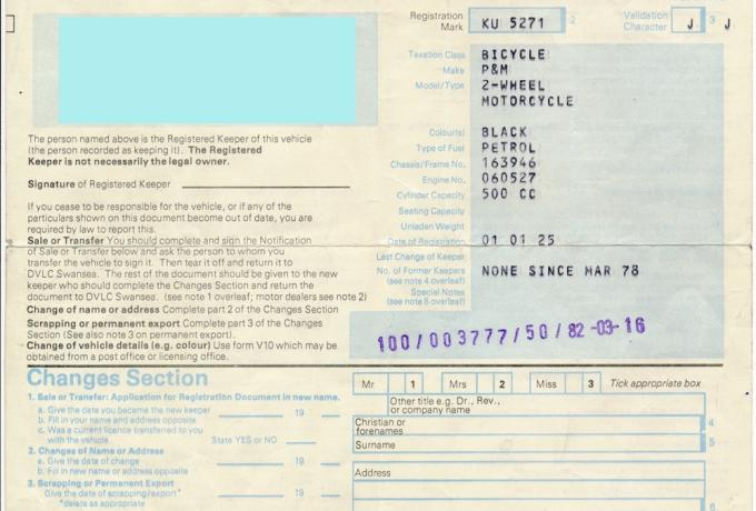 Panther P&M 500 cc OHV