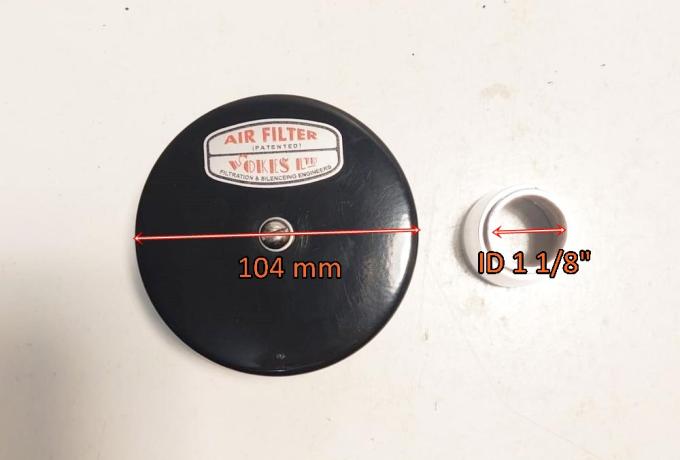 Vincent. Vokes Air Filter Assembly with 1.1/8" Adaptor f. 289 Carb.