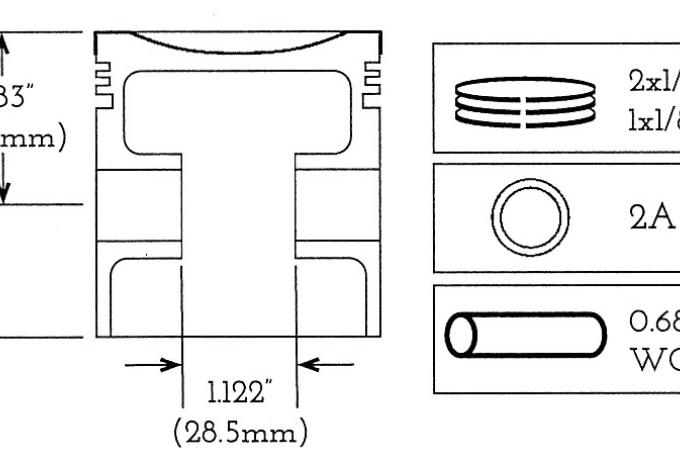 Ariel Square Four piston Set 4 pieces. STD 65 mm 1937-55