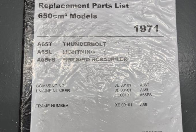 Replacement Parts List 1971 A65T, A65L, A65FS 650cc Models