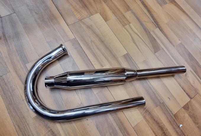 AJS K4 Exhaust System. Exhaust Pipe and Silencer. Chrome. 