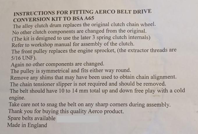BSA A65 Alloy Belt Drive Conversion Kit