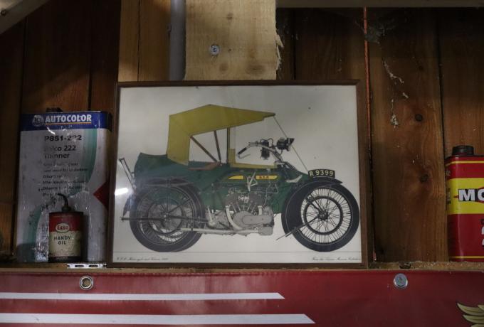 BSA Motorcycle with sidecar framed picture