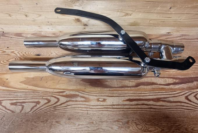 Triumph High Level Silencer Set. 1/2". Slimeline