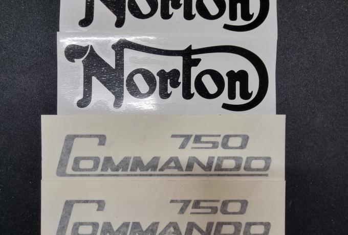 Norton Commando 750. Transfer Set. Black. Tank and Side Covers.