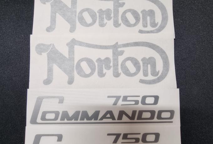 Norton Commando 750. Transfer Set. Silver. Tank and Side Covers.
