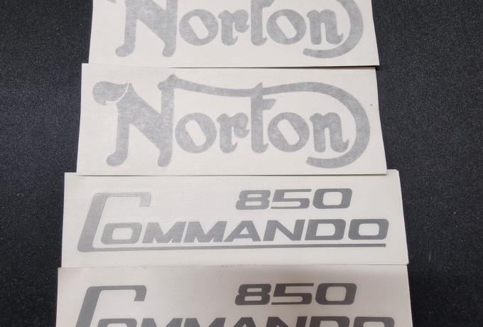 Norton Commando 850. Transfer Set Silver. Tank and Side Covers. 