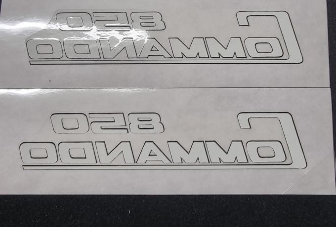 Norton Commando 850. Decal. Sticker. Side Panel Pair. Silver with Black Outline.