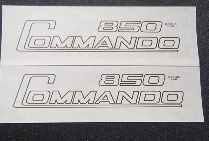 Norton Commando 850. Decal. Sticker. Side Panel Pair. Silver with Black Outline.