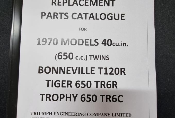Triumph. Bonneville. Tiger. Trophy. Replacement Parts Catalogue. 1970. 