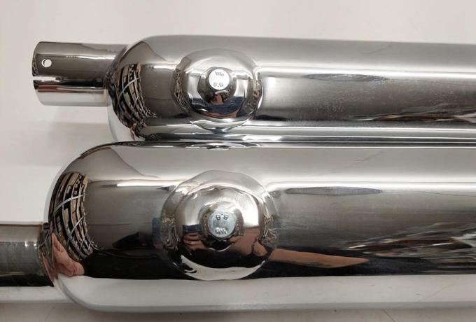 Triumph High Level Silencer. chrome / Pair with H-Piece. 