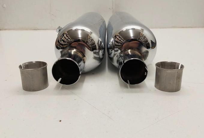Triumph High Level Silencer. chrome / Pair with H-Piece. 