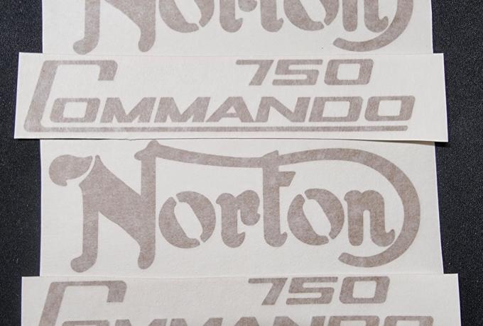 Norton 750 Commando. Decal / Sticker Set. Gold. Petrol Tank and Side Covers. Vinyl