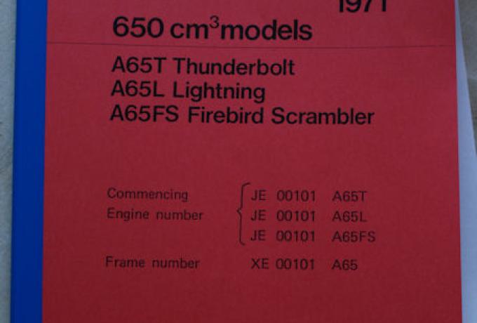 Ersatzteil Buch 1971 A65T, A65L, A65FS 650ccm Modelle