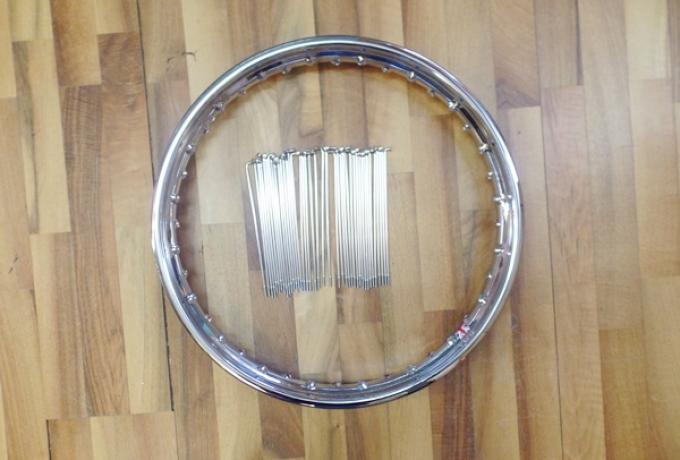 Triumph T140 Rim Rear British Chrome 19 x 2.15 WM3 40 + Spoke Stainless Steel Nipple Nickel Plated B