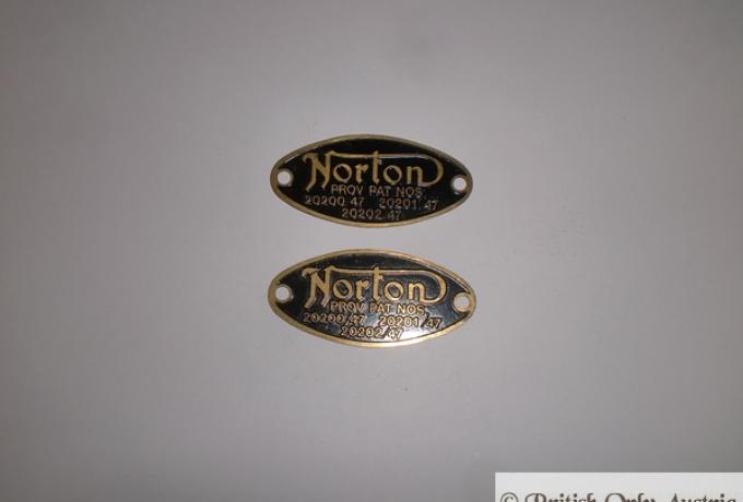 Norton Patent Plate / Pair, NOS