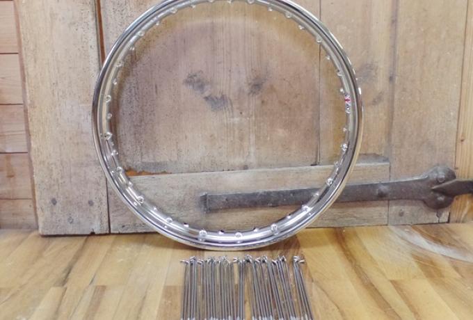 Triumph T140 Rim Rear British Chrome 19 x 2.15 WM3 40 + Spoke Stainless Steel Nipple Nickel Plated B