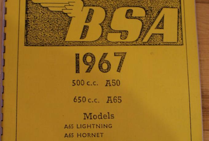 Ersatzteil Liste BSA, Illustrated Spares List for BSA 1967