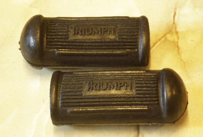 Triumph oblong Footrest Rubbers /Pair with Logo, closed end