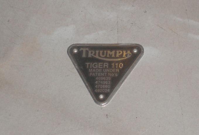 Triumph Tiger T110 Patent Plate - silver