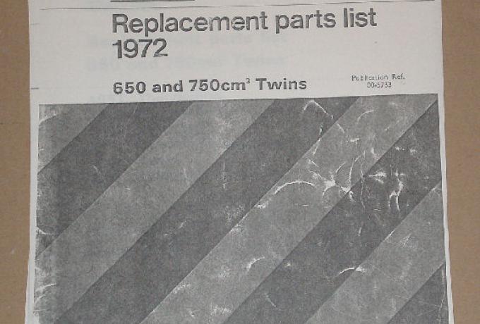 BSA Replacement Parts List 1972 A65/A70