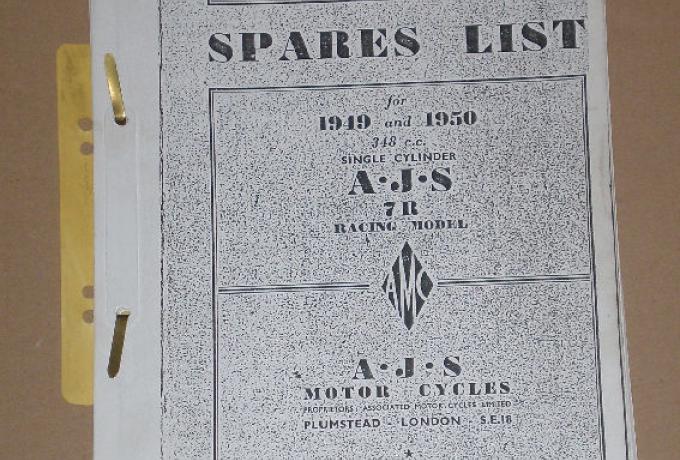 AJS Spares List 1949/50, Teilebuchkopie