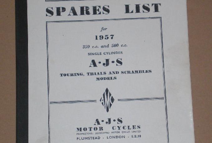 AJS Spares List 1957, Teilebuch