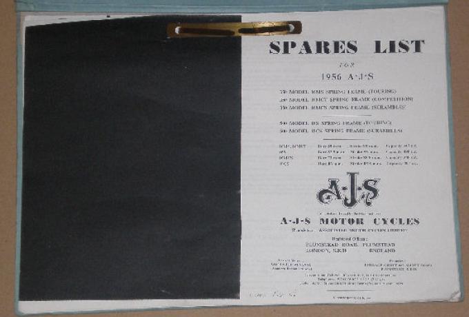 AJS Spares List for 1956, Teilebuch