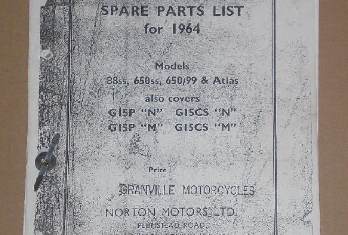 Norton Spare Parts List for 1964 Mod. 88S, 650 SS 650/99 Atlas
