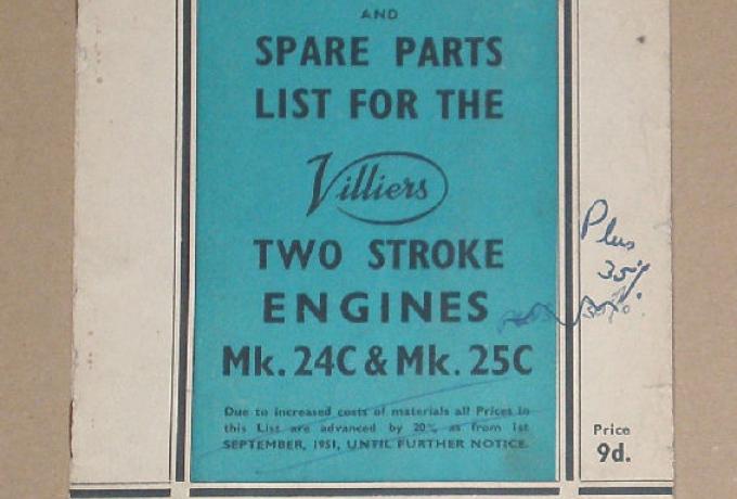 Villiers Instructions & Spare Parts list/Two Stroke Engines Mk. 24C & Mk. 25C