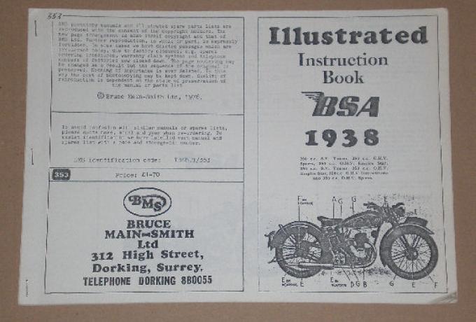 BSA Instruction Book 1938 - Illustrated 