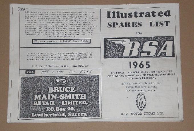 BSA Teilebuch 1965 C15 Trials, C15 Scrambles, C15 Trials Cat, C15 Starfire Roadster, C