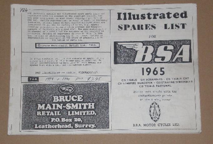BSA Illustrated Spares List 1965 parts book