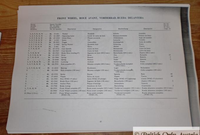 BSA Spares 1967, Copy, A65 Lightning, A65 Hornet, A65 Spitfire Mk. II Special, A65 Thunderbolt, A50 