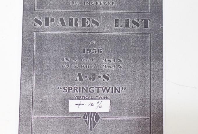 AJS 500cc 600cc Springtwin Spares List 1956 Copy