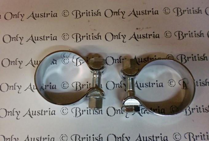 Triumph T120, TR6, Auspuffschelle 1 3/4"- 44mm, komplett - 1967 / Paar