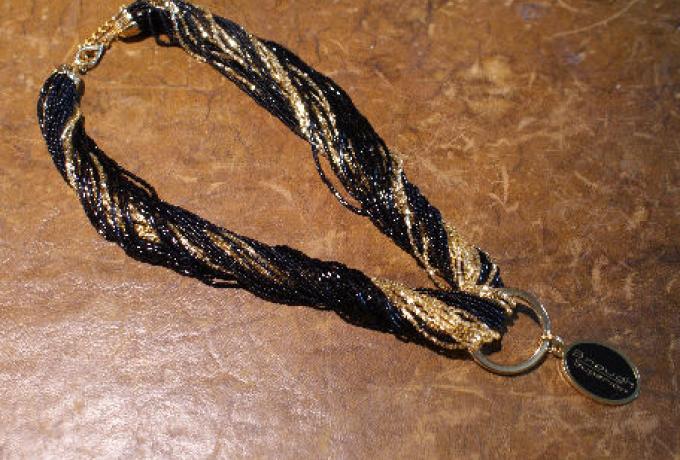 Brough Superior Schwarz und Gold Perlen Halskette