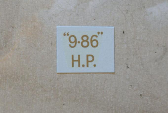 BSA "9.86" H.P. Abziehbild für Nummertafel hinten 1927-36