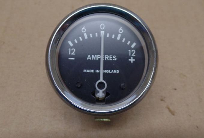 Ammeter/Amperemeter 12V 1 3/4". Lucas replica