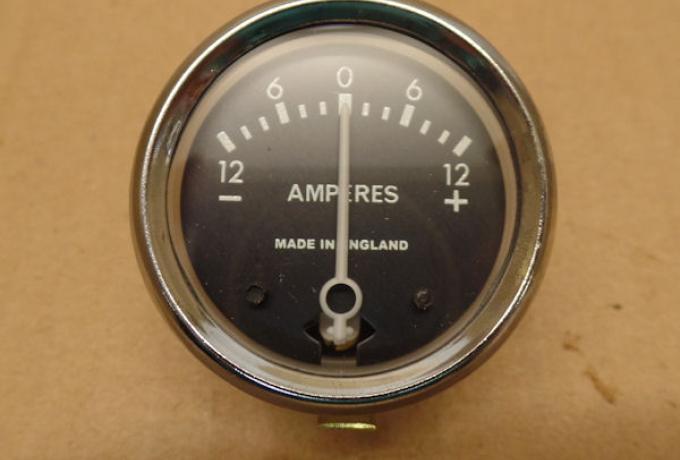 Ammeter/Amperemeter 12V 1 3/4". Lucas replica