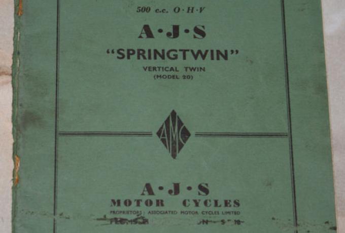 AJS "Springtwin" 1955 500cc OHV Single Cylinder, Spares List