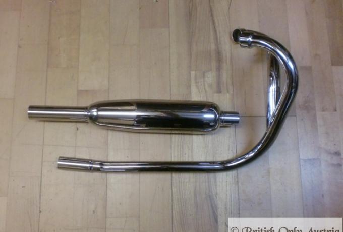 Triumph Siamese Auspuffrohre/Auspuffkrümmer und Auspufftopf TR6/T120, Unit 650ccm /Set