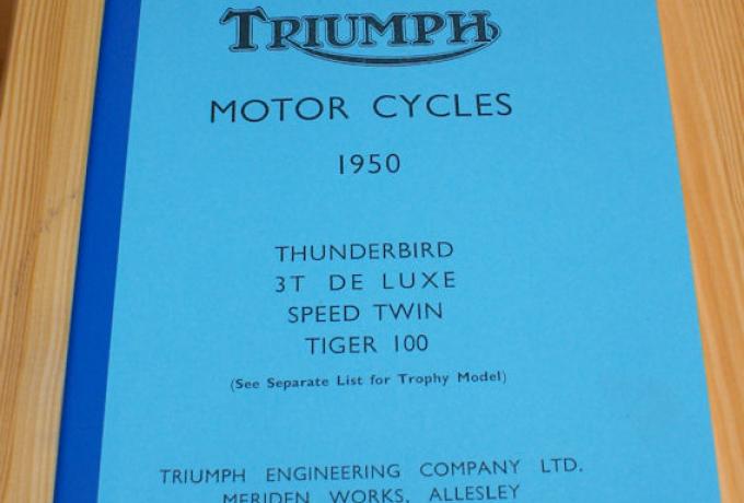Triumph Parts Book 1950 Thunderbird.3T De Lue.Speed Twin Tiger100