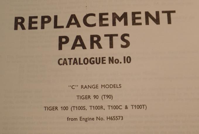 Triumph Parts Book No10 T100 1969