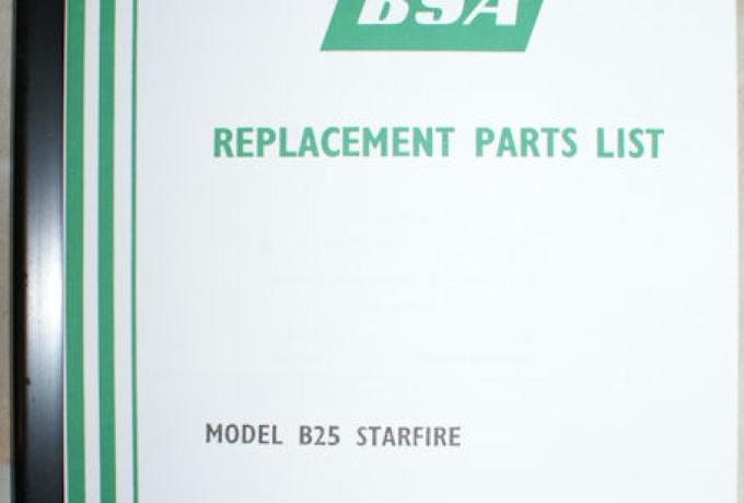 BSA B25 Starfire Parts Book 1970