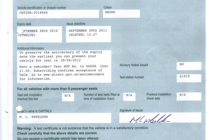 Honda CB550cc. K3 1977. X Henry Cole  UK TV