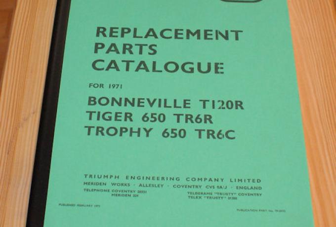 Triumph Parts Book, Teilebuch 650ccm 1971