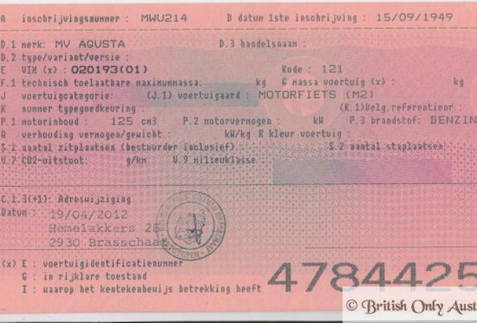 MV Agusta Racer. 125cc  1949