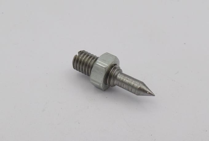 Screw, needle adj. inlet valve oil feed, with nut. Ajs/Matchless.